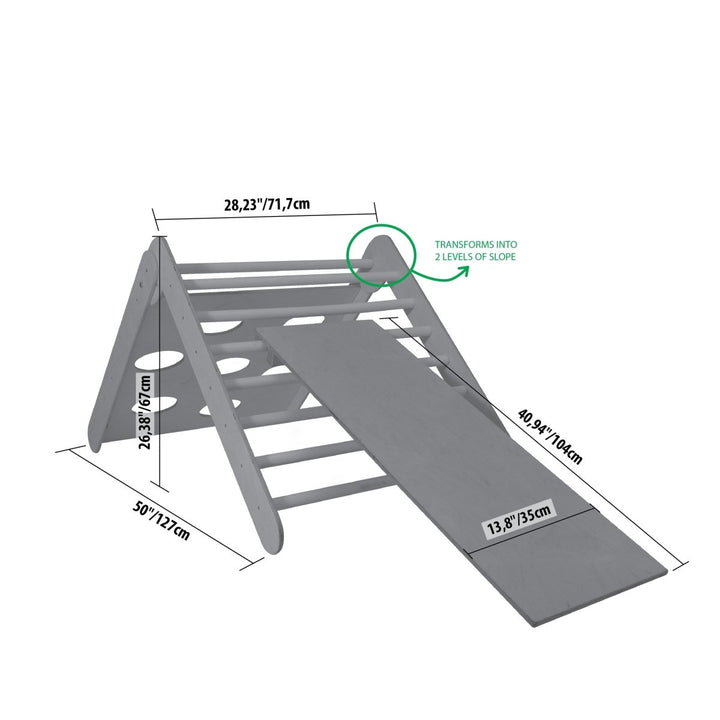 2 - i - 1 Montessori Klätterställning Med Ramp - Rootly - Pikler Trianglar