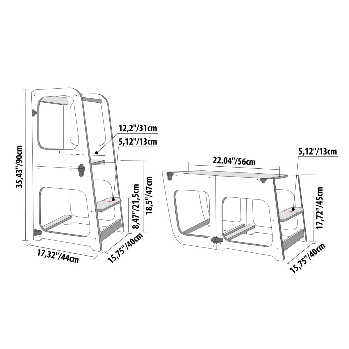 2 i 1 Stegpall/ Bord & Stol - Rootly - Stegpallar