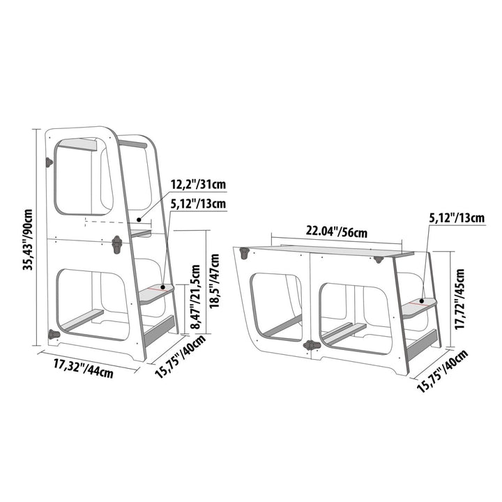2 i 1 Stegpall/ Bord & Stol - Rootly - Stegpallar