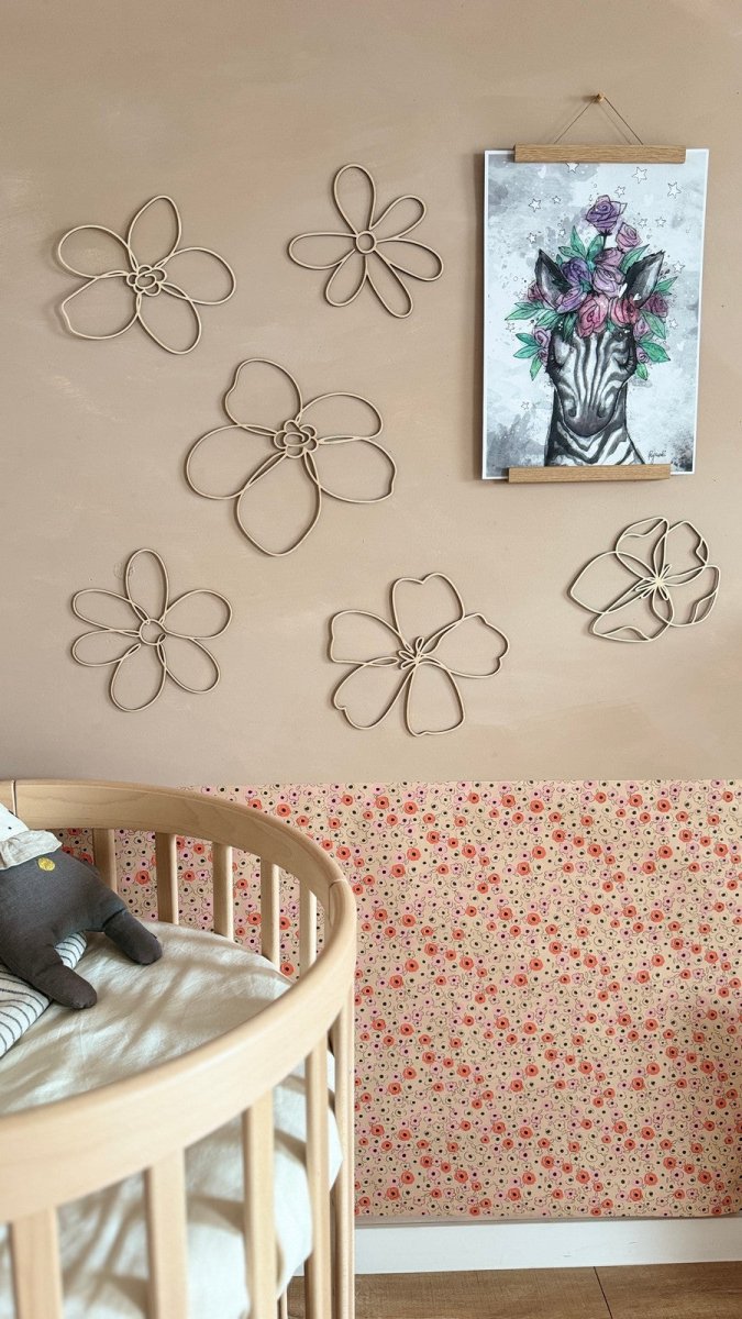 6st Blommor - Väggdekoration i Naturligt Trä - Rootly - 