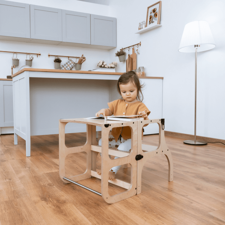 Omvandlingsbart lärandetorn i björkplywood – STEP’n’SIT Natural