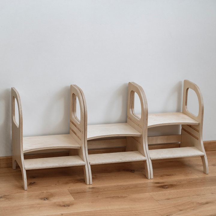 MIIMO® höjdjusterbar barnpall i naturfärgad björkplywood från Ette Tete