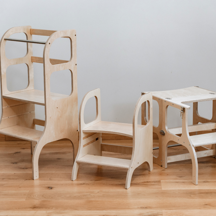 MIIMO® höjdjusterbar barnpall i naturfärgad björkplywood från Ette Tete