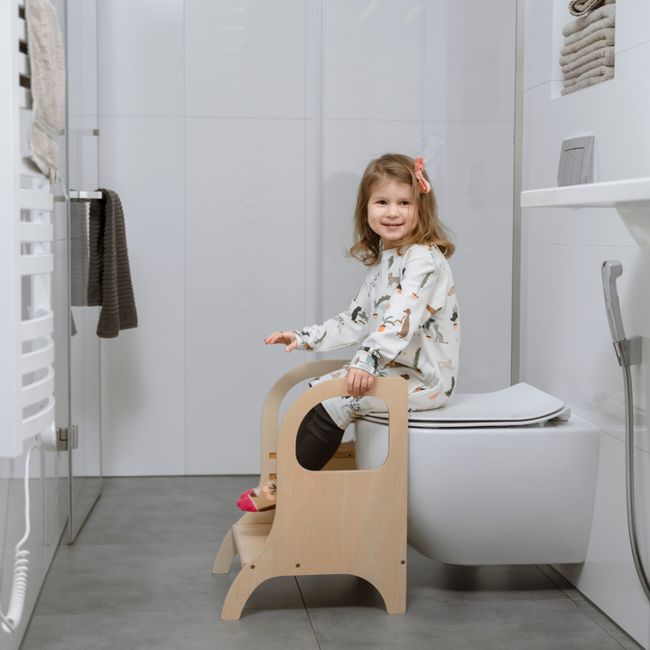MIIMO® höjdjusterbar barnpall i naturfärgad björkplywood från Ette Tete