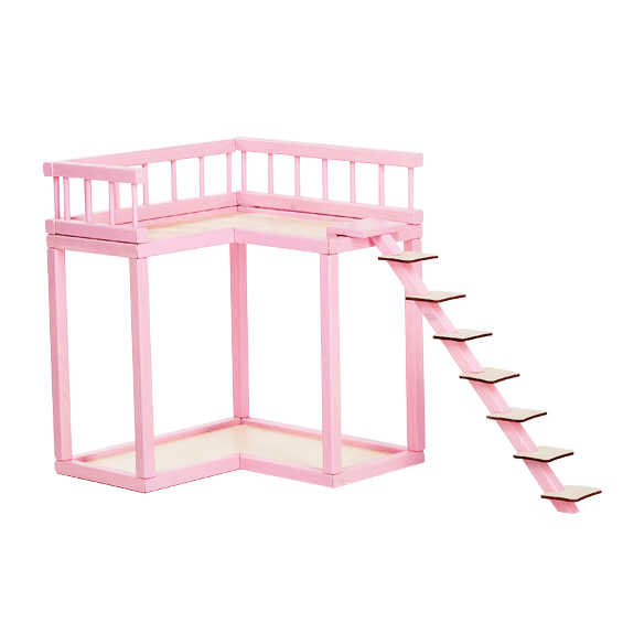 Balkong till dockhus - Rosa - Rootly - Träleksaker