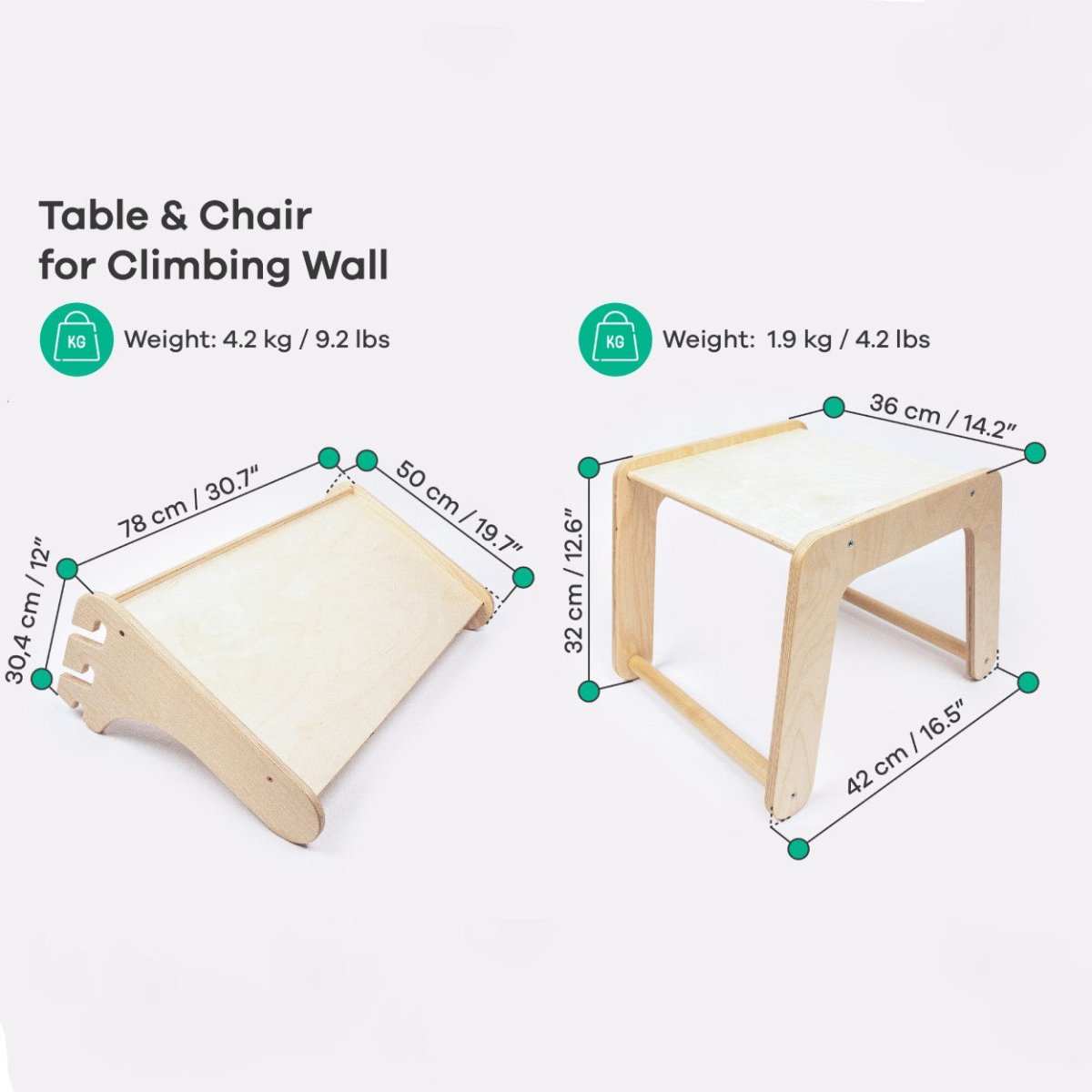 Bord och Stol Tillägg För leg&go Ribbatol - Rootly - Pikler Trianglar
