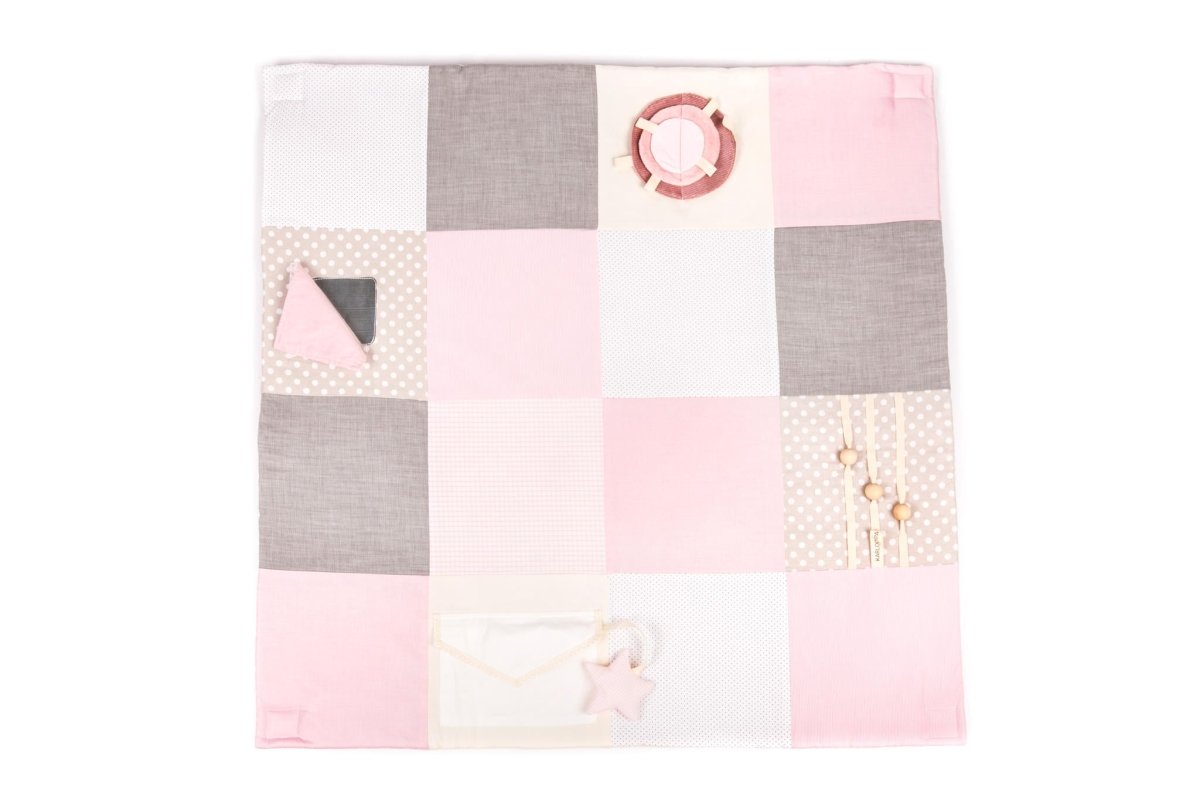 Ekologisk Liten Aktivitetsfilt För Bebis, 100x100 cm - Rosa - Rootly - Bebis