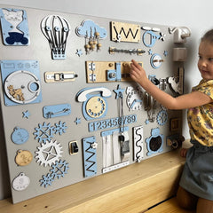 Extra stor Montessori aktivitetsbräda med sensoriska aktiviteter (60×80 cm) - Rootly - Montessori leksaker