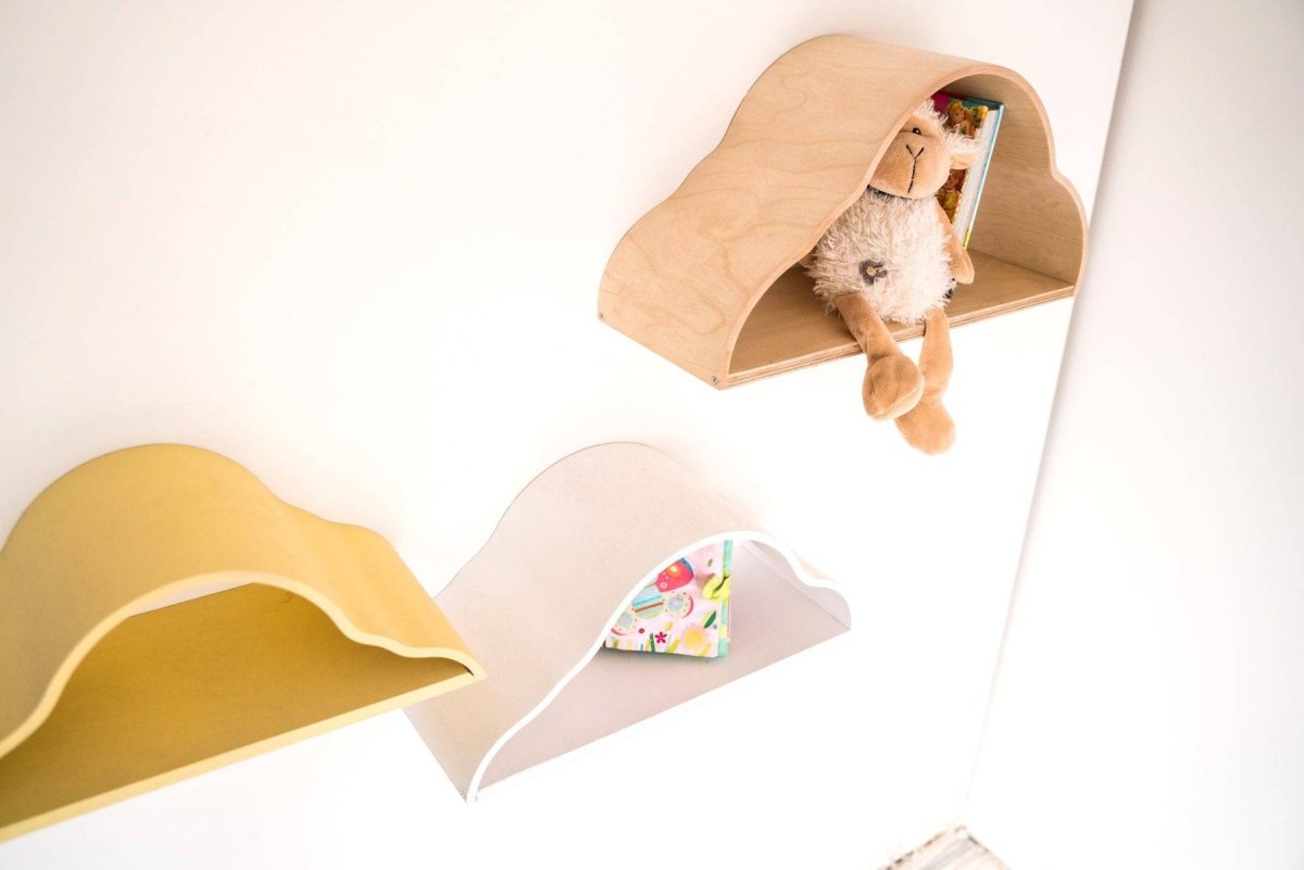 Flytande vägghyllor för barn – set med 3 molnformade hyllor - Rootly - 