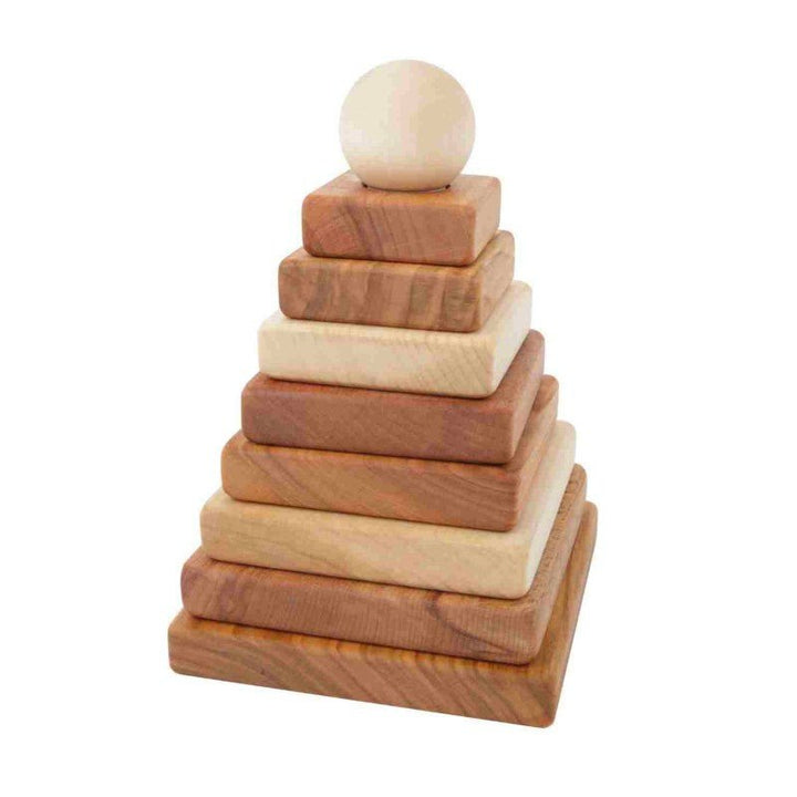 Fyrkantig Trä Pyramid - Träfärgad - Rootly - Träleksaker