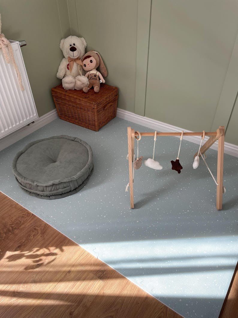 Giftfri Lekmatta Av Skumgummi - Spots Olive - Rootly - Bebis