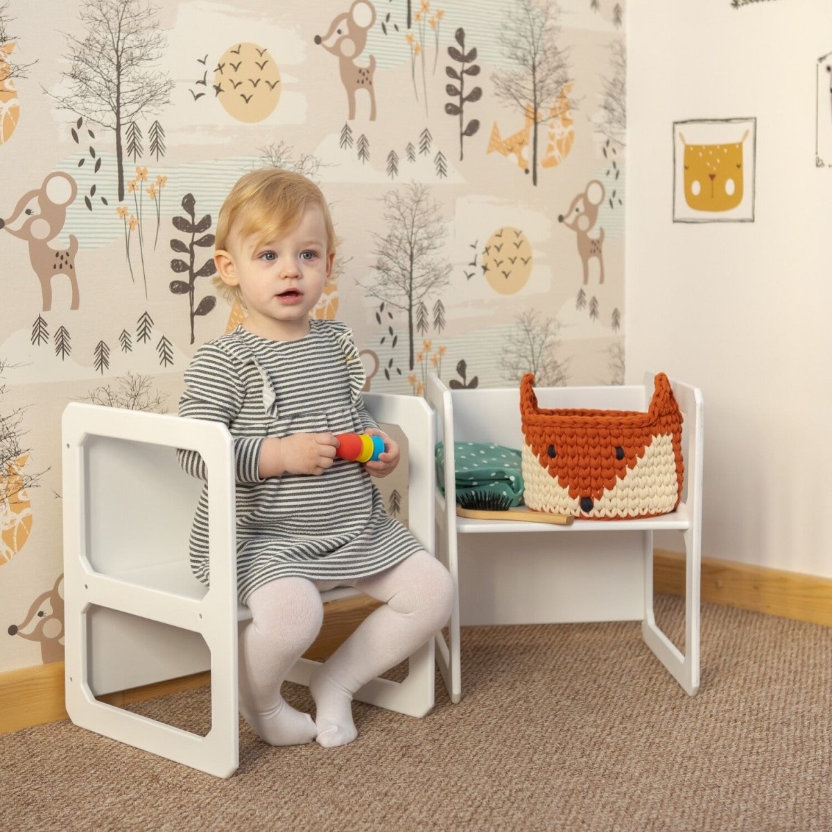 Handgjord Montessori Avvänjningsbord Med 2 Stolar - Rootly - Montessori möbler