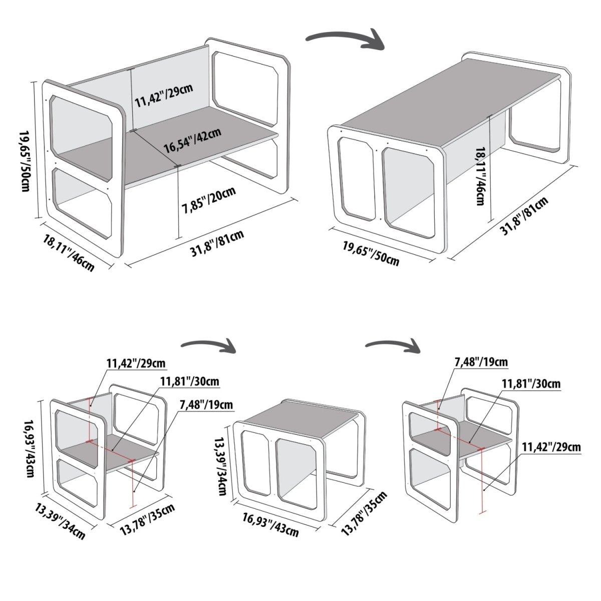 Handgjord Montessori Avvänjningsbord Med 2 Stolar - Rootly - Montessori möbler