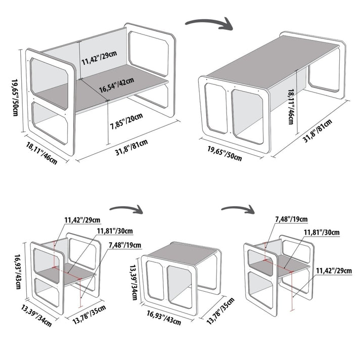 Handgjord Montessori Avvänjningsbord Med 2 Stolar - Rootly - Montessori möbler