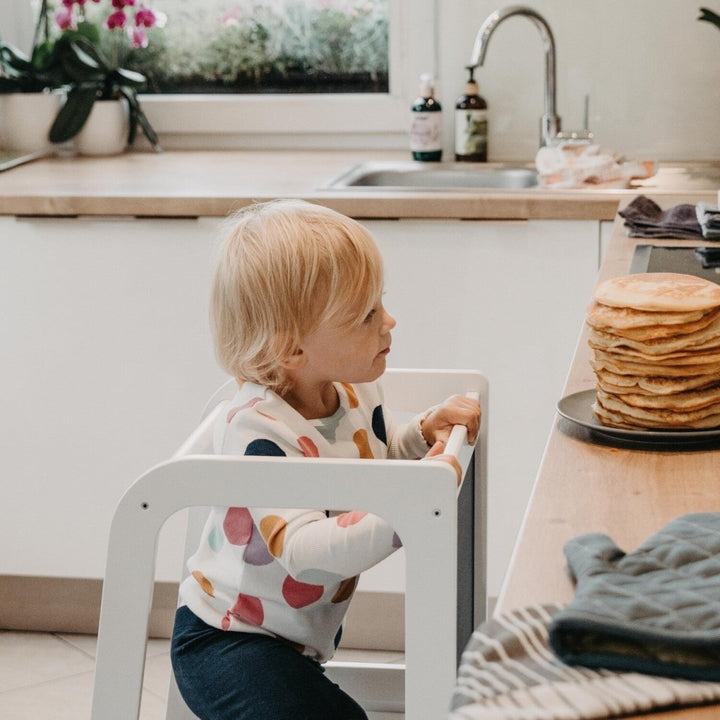 Handgjord Montessori Hjälpa - Till - Torn I Olika Färger Med Griffeltavla - Rootly - Stegpallar
