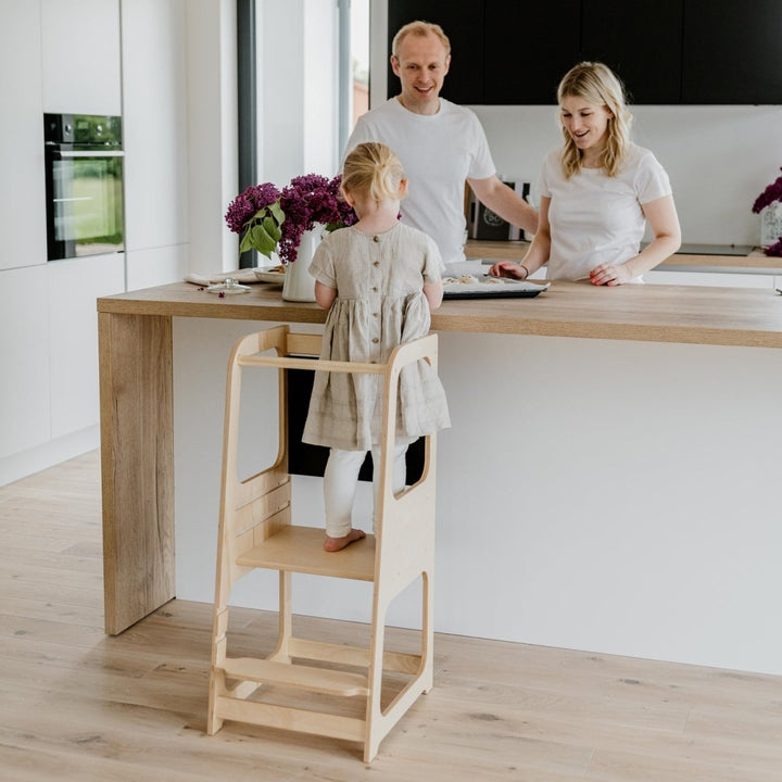 Handgjord Montessori Hjälpa - Till - Torn I Olika Färger Med Griffeltavla - Rootly - Stegpallar