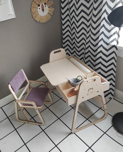Justerbart och Multifunktionellt Bord och Stol Set För Barn i Montessori Stil - Rosa - Rootly - Montessori möbler