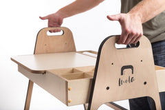 Justerbart och Multifunktionellt Bord och Stol Set För Barn i Montessori Stil - Rosa - Rootly - Montessori möbler