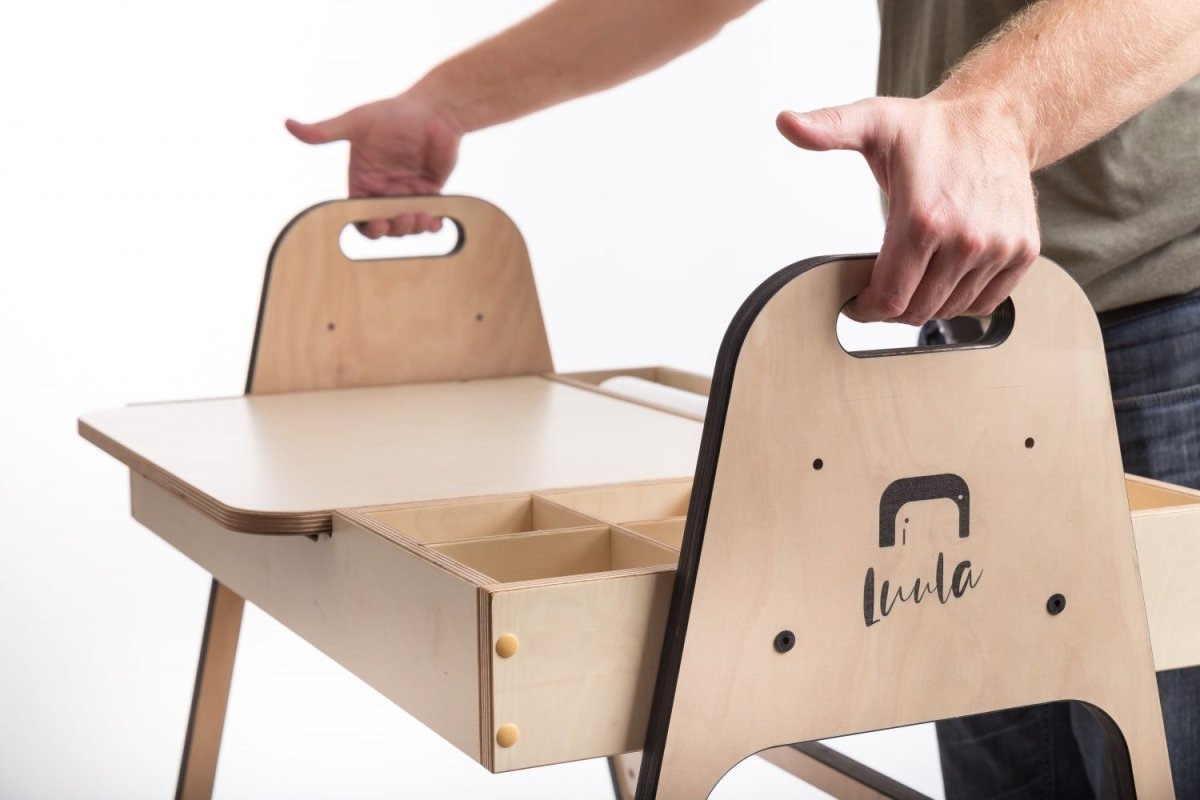Justerbart och Multifunktionellt Bord och Stol Set För Barn i Montessori Stil - Rosa - Rootly - Montessori möbler