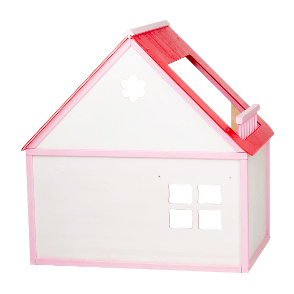 Lantligt dockhus i trä - Rosa - Rootly - Träleksaker