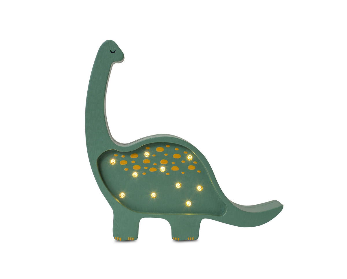 Mini Dino dinosaurielampa i trä från Little Lights