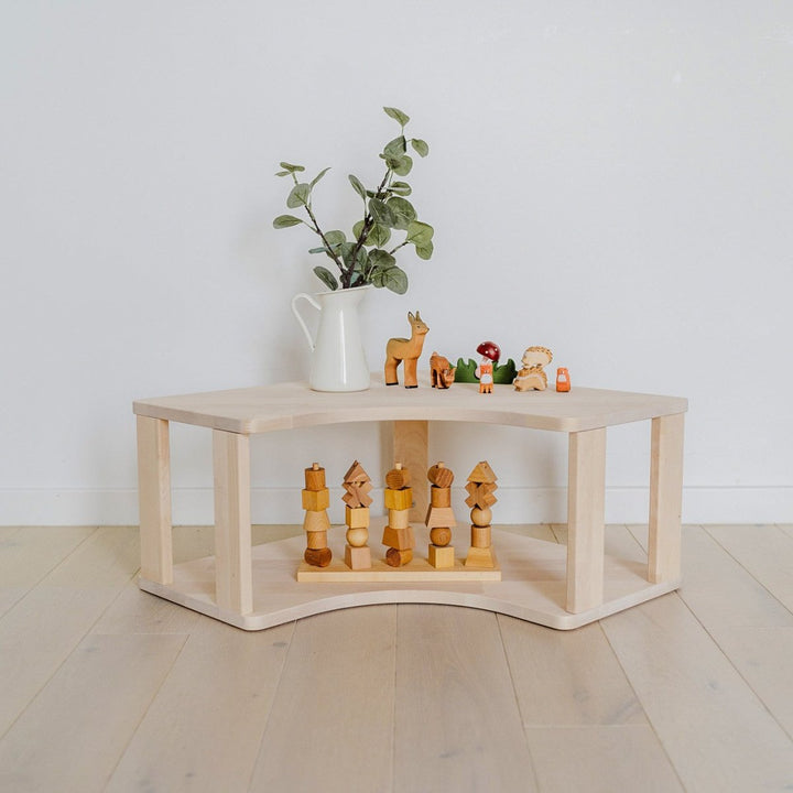 Modulär Montessori hylla för hörn - 2 hyllplan - Rootly - Montessori möbler