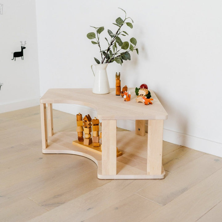 Modulär Montessori hylla för hörn - 2 hyllplan - Rootly - Montessori möbler
