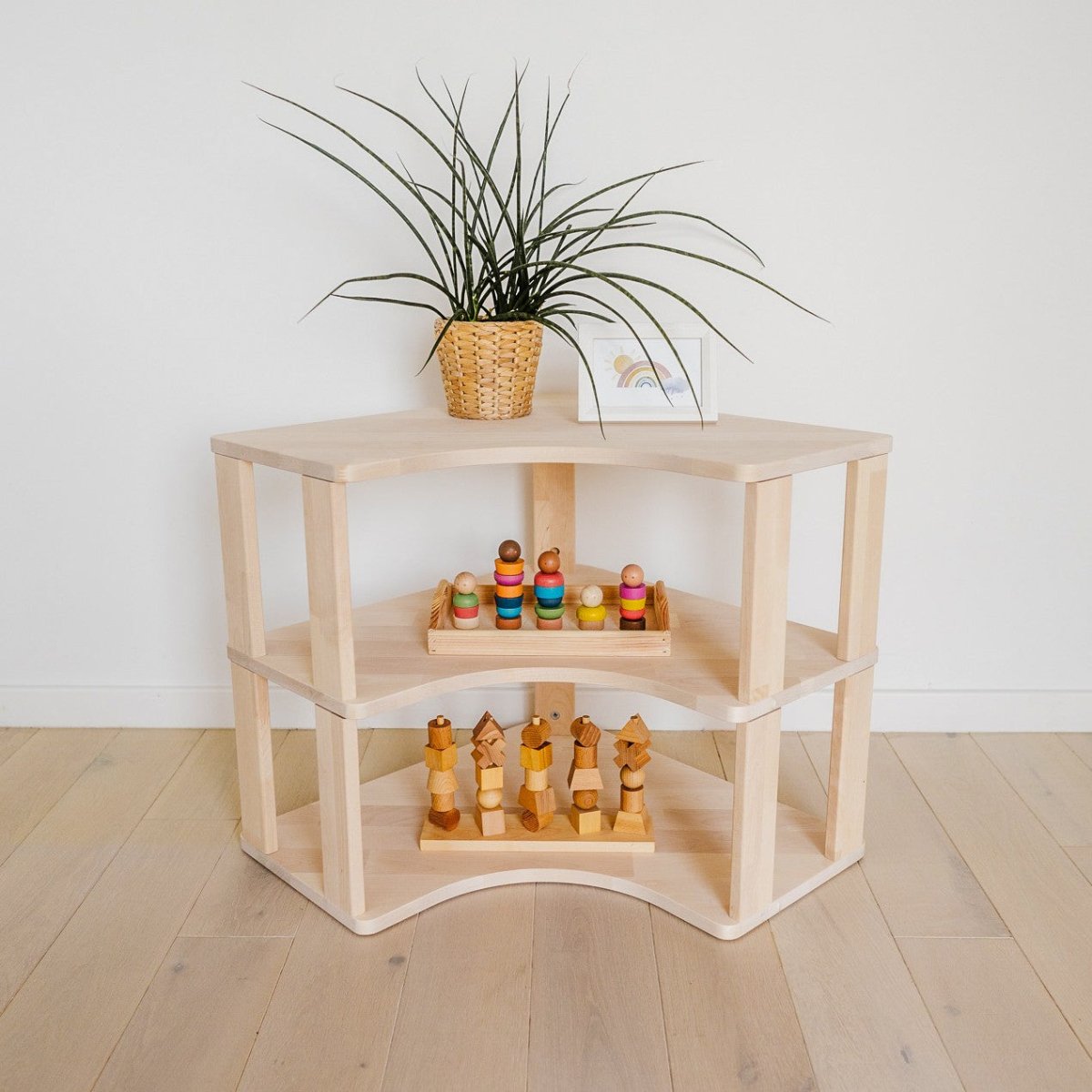Modulär Montessori Hylla Hörn - 3 Hyllplan - Rootly - 