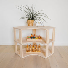 Modulär Montessori Hylla Hörn - 3 Hyllplan - Rootly - 