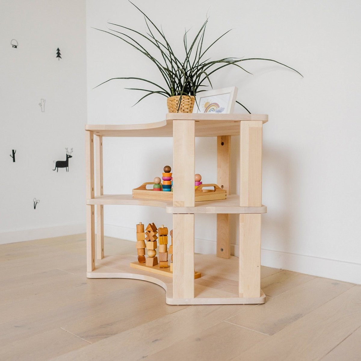 Modulär Montessori Hylla Hörn - 3 Hyllplan - Rootly - 