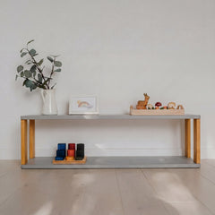 Modular Montessori Shelf Straight - 2 Shelves - Light grey/brownish Oil