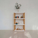 Modulär Montessori-minihylla – 4 hyllplan, vit/brun olja