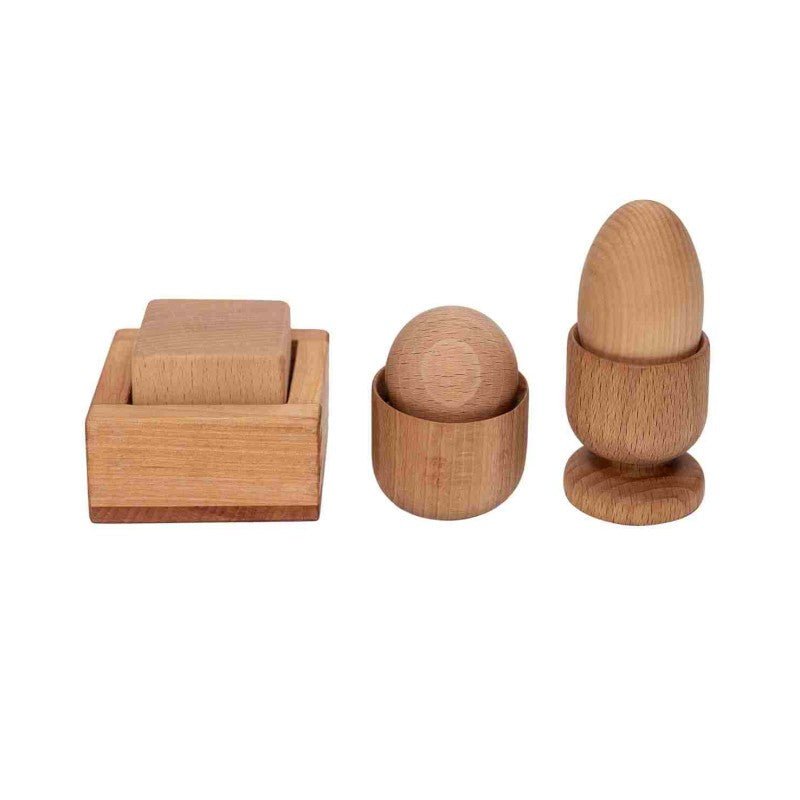Montessori Ägg, Boll och Kub Set - Rootly - Träleksaker