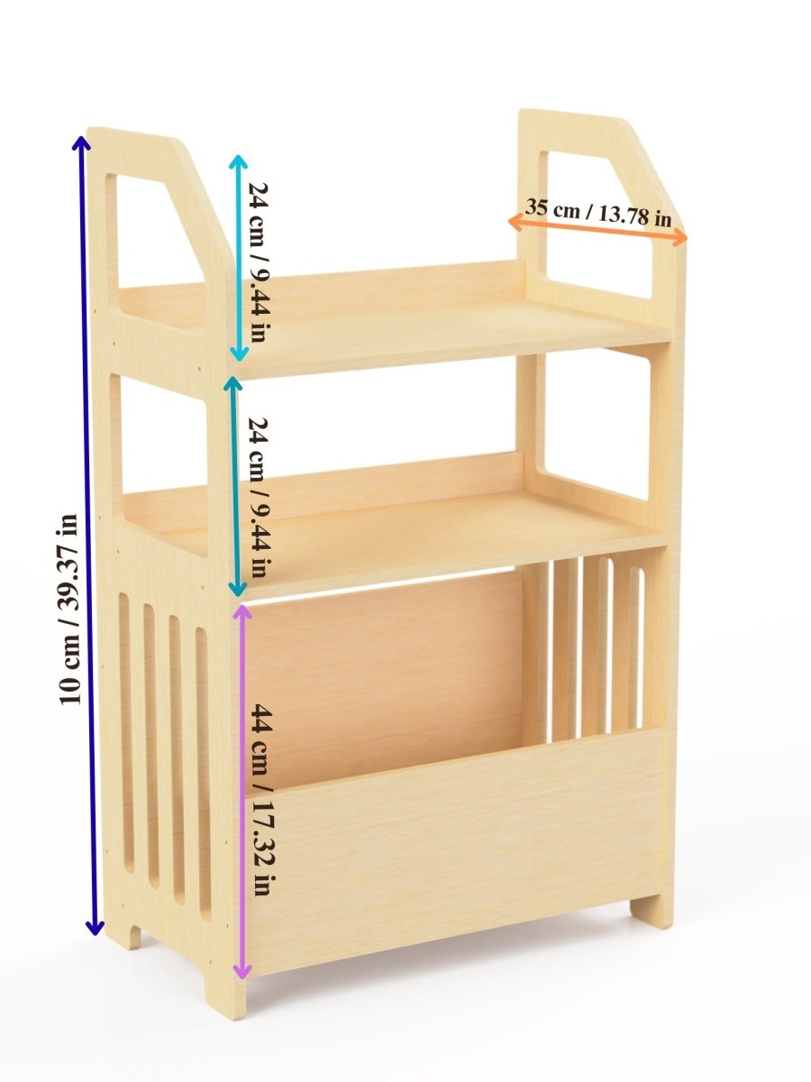 Montessori hylla i trä för barn - Finns i flera olika färger - Rootly - Montessori möbler