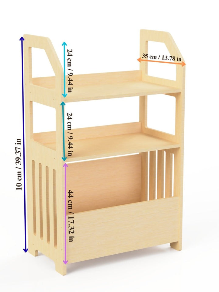Montessori hylla i trä för barn - Finns i flera olika färger - Rootly - Montessori möbler