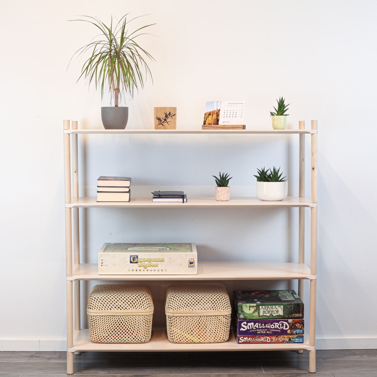 Montessori Inspirerad Stor Hylla i Trä - 4 Hyllplan - Rootly - Montessori möbler