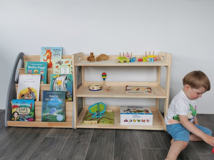 Montessori leksakshylla i trä - Rootly - Montessori möbler