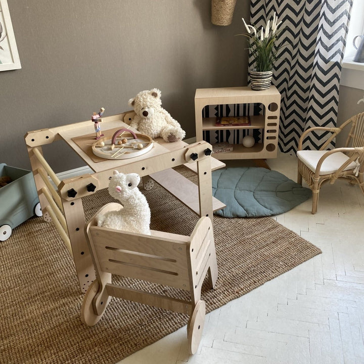 Multifunktionell klätterställning/bord/ritbräda för barn - Rootly - Montessori möbler