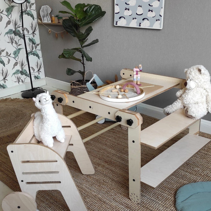 Multifunktionell klätterställning/bord/ritbräda för barn - Rootly - Montessori möbler