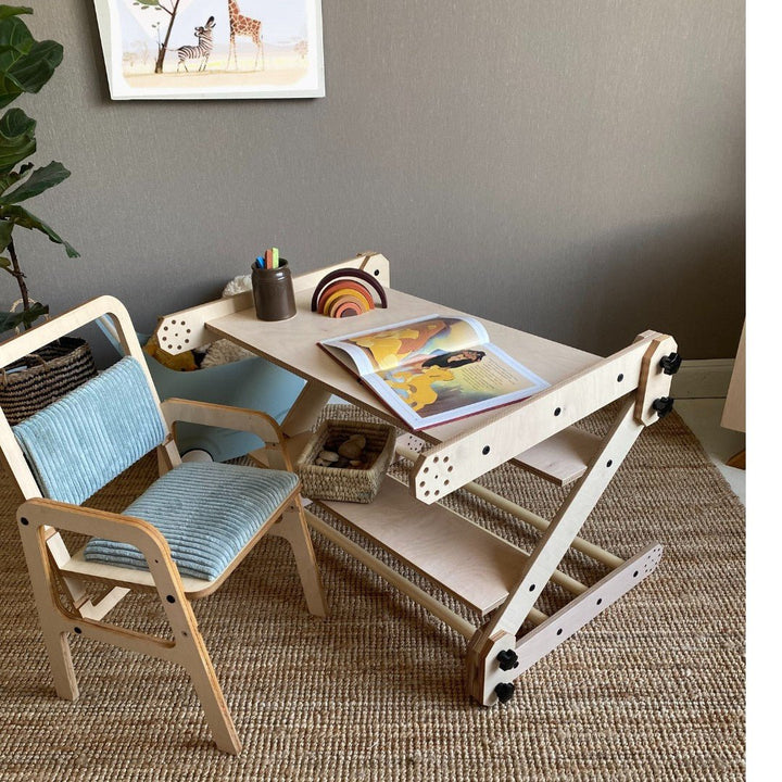 Multifunktionell klätterställning/bord/ritbräda för barn - Rootly - Montessori möbler