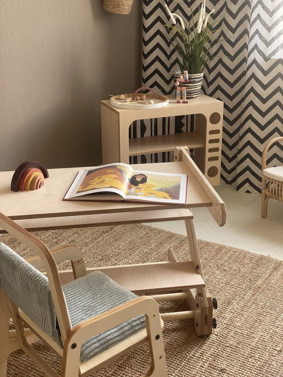 Multifunktionell klätterställning/bord/ritbräda för barn - Rootly - Montessori möbler