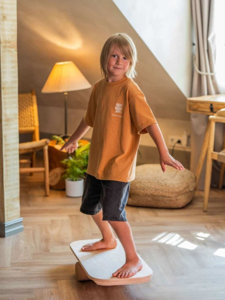 Rektangulär balansbräda med mjuk korkrulle - Rootly - 