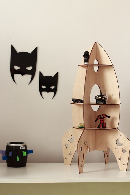 Rymdraketshylla - Dekoration i Trä För Barnrummet - Rootly - 