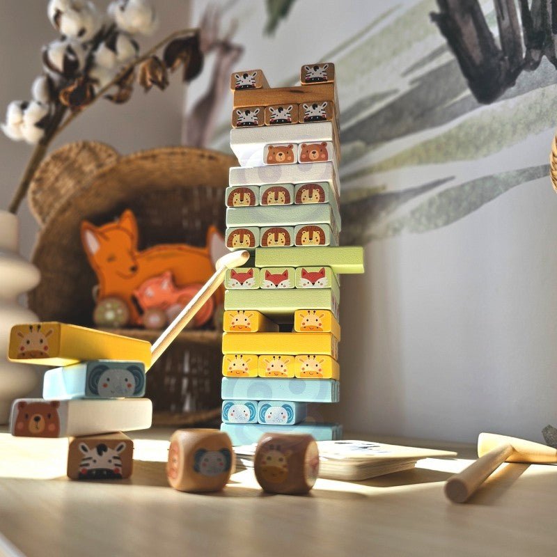 Skakiga tornet - Ekologiskt spel med djurtema - Rootly - Träleksaker