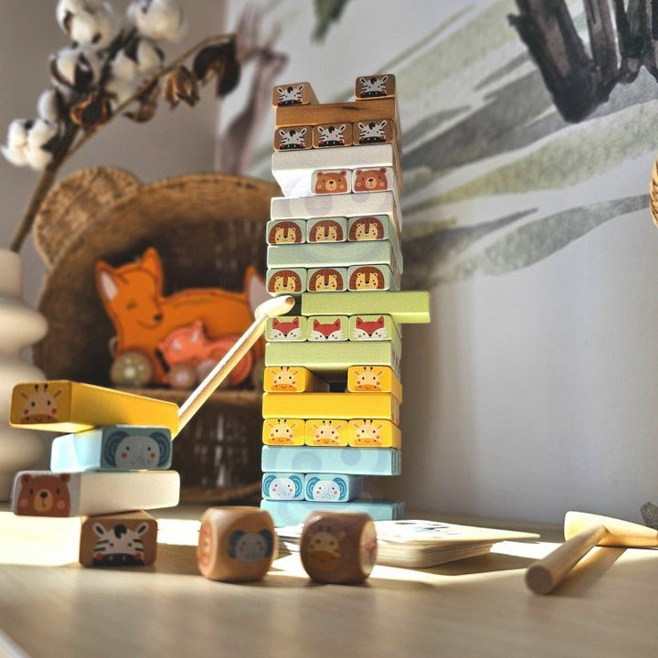 Skakiga tornet - Ekologiskt spel med djurtema - Rootly - Träleksaker