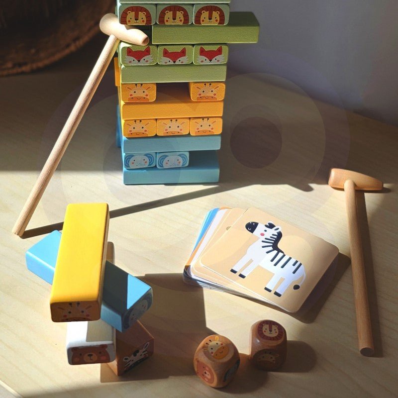 Skakiga tornet - Ekologiskt spel med djurtema - Rootly - Träleksaker