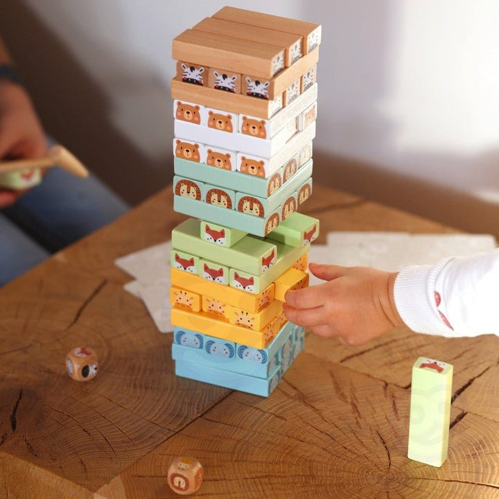 Skakiga tornet - Ekologiskt spel med djurtema - Rootly - Träleksaker