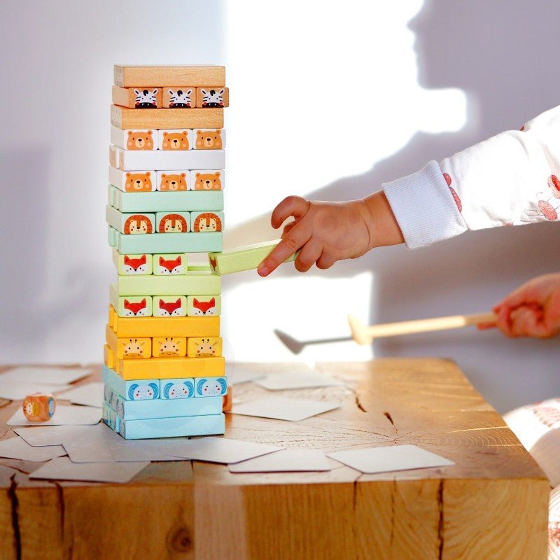 Skakiga tornet - Ekologiskt spel med djurtema - Rootly - Träleksaker
