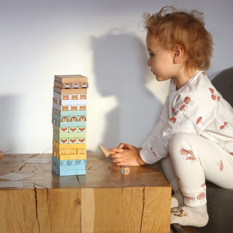 Skakiga tornet - Ekologiskt spel med djurtema - Rootly - Träleksaker