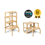 2-i-1 lärandetorn & barnbord i trä – STEP’n’SIT Natural | Ette Tete